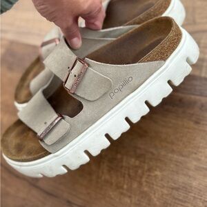 Birkenstock Papillio Sandals in Tan and White
